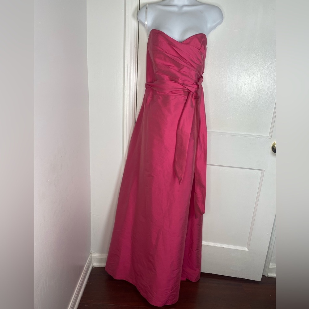 ALFRED SUNG 16 Strawberry Pink Strapless Formal Dress - Picture 3 of 9